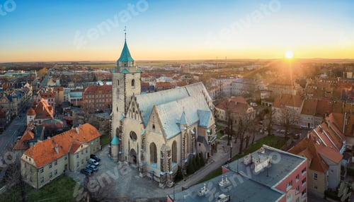 Preview: Jawor, Poland. Aerial view of St. Martin Church