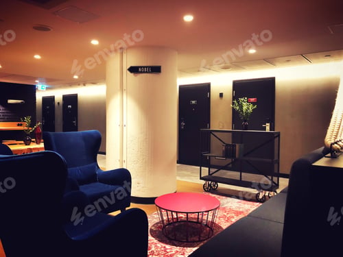 Preview: Hotel lobby at night