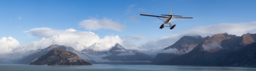 Preview: Seaplane Aircraft Flying over the Pacific Ocean Coast