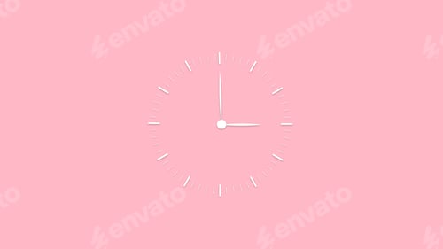 Preview: Blank clock on pink background. Minimalistic design of wall clock.