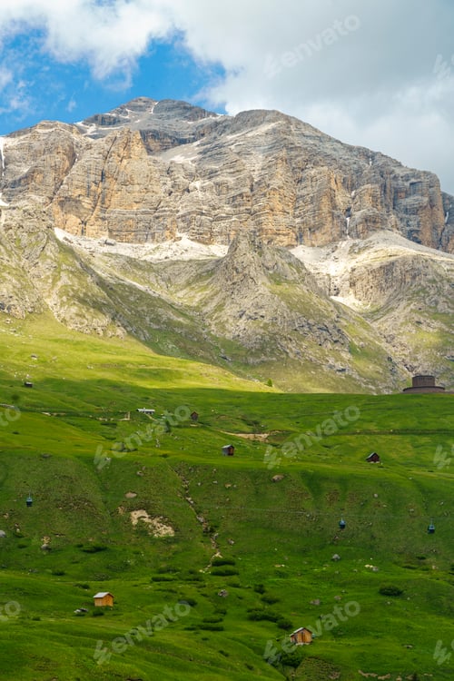 Preview: Mountain landscape along the road to Pordoi pass, Dolomites