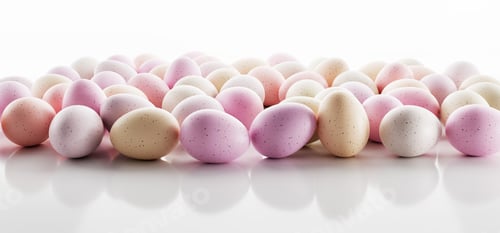 Preview: Easter eggs painted in pastel colors on white background