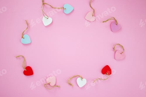 Preview: valentine's day concept on pink background. Love, gifts.