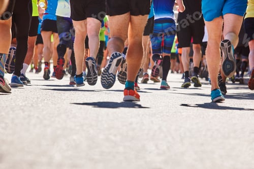 Preview: Marathon runners on the street. Healthy lifestyle. Athletes effort