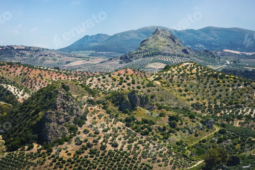 Preview: Mountains View from Olvera with the Iron Castle of Pruna - Olvera, Andalusia, Spain