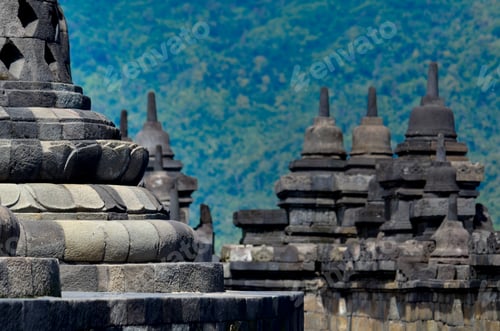 Preview: The Borobudur Temple, Mahayana Buddhist temple located in Magelang Regency, Central Java, Indonesia.