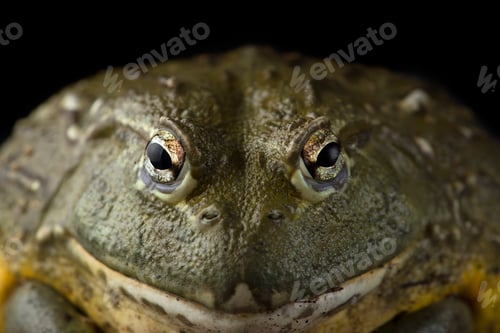 Preview: The giant African Bullfrog isolated on black background