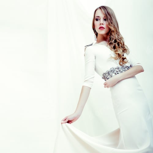 Preview: fashion portrait of a sensual girl in a white dress