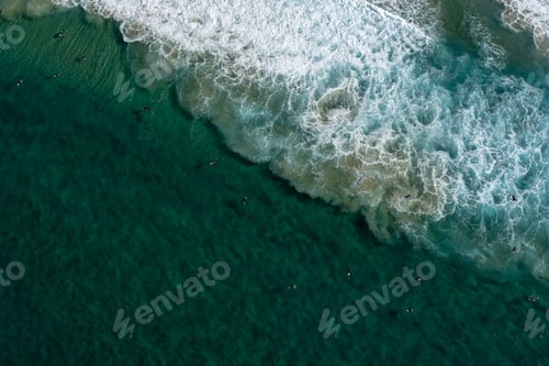 Preview: Surfers at Maroubra Beach Australia, aerial view from helicopter