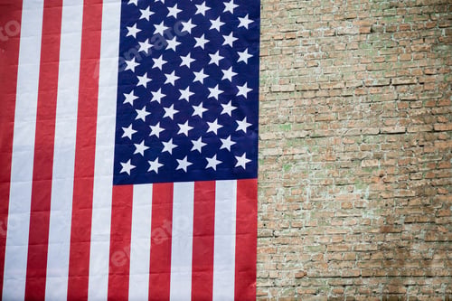 Preview: USA flag on brick wall texture