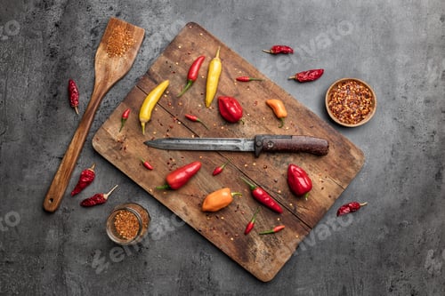 Preview: Variety of fresh and dried chili peppers