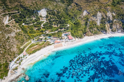 Preview: Aerial view of Petani Beach on the Kefalonia Island, Greece