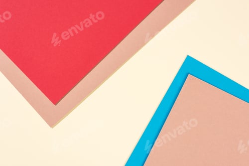 Preview: simple modern, blue, yellow, red and beige abstract background with copy space