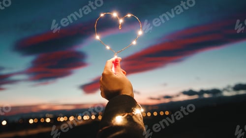Preview: Symbol Of Heart With Fairy Lights