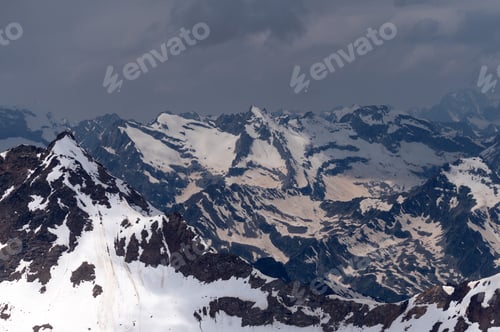 Preview: Winter mountain landscape with rocks and snow. Caucasus