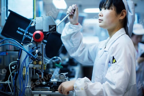 Preview: Worker at small parts manufacturing factory in China