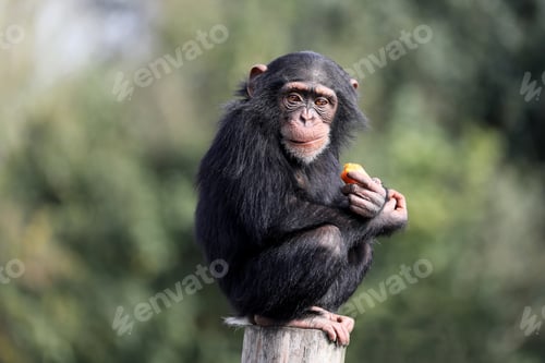 Preview: close up shot of chimpanzee (Pan troglodytes) in habitat