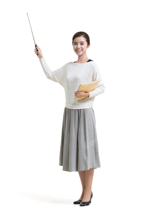 Preview: Young Woman Explaining with Pointer and Book