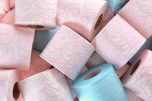 Preview: Many rolls of toilet paper as background. Personal hygiene
