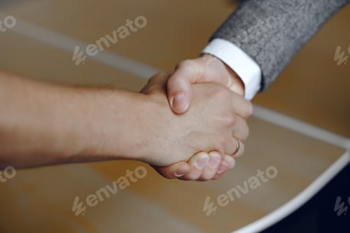 Preview: Handshake isolated on business background