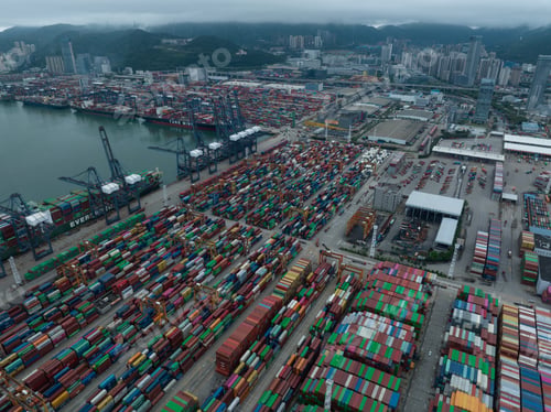 Preview: Aerial view of Yantian port in shenzhen city, China