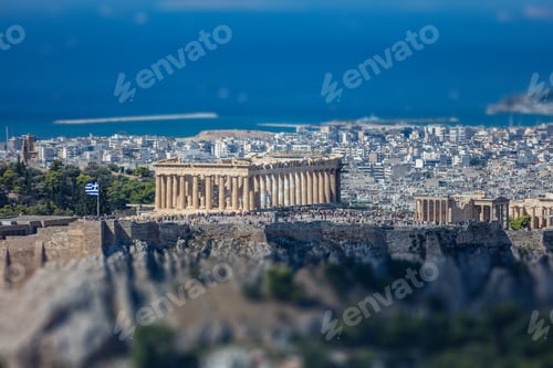 Preview: Athens, Greece. Athens Acropolis and city aerial view from Lycavittos hill
