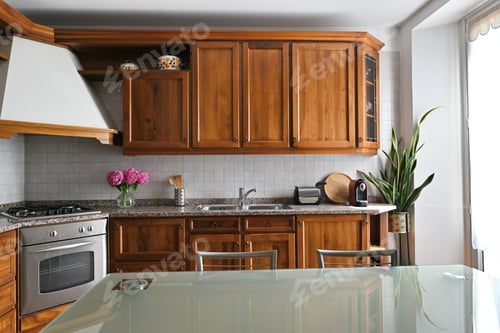 Preview: Kitchen room with wooden furniture