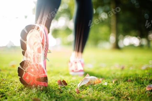 Preview: Digital Composite Of Highlighted Foot Bones Of Jogging Woman