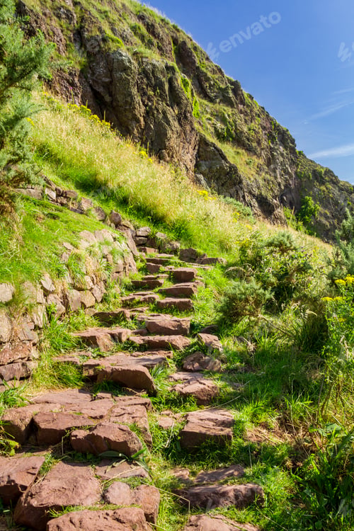 Preview: Stone path in the mountains leading to the top