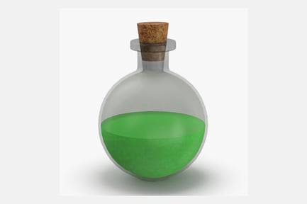 Preview: Short Round Potion Bottle with Green Liquid
