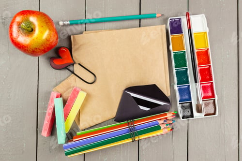 Preview: School stationery close-up