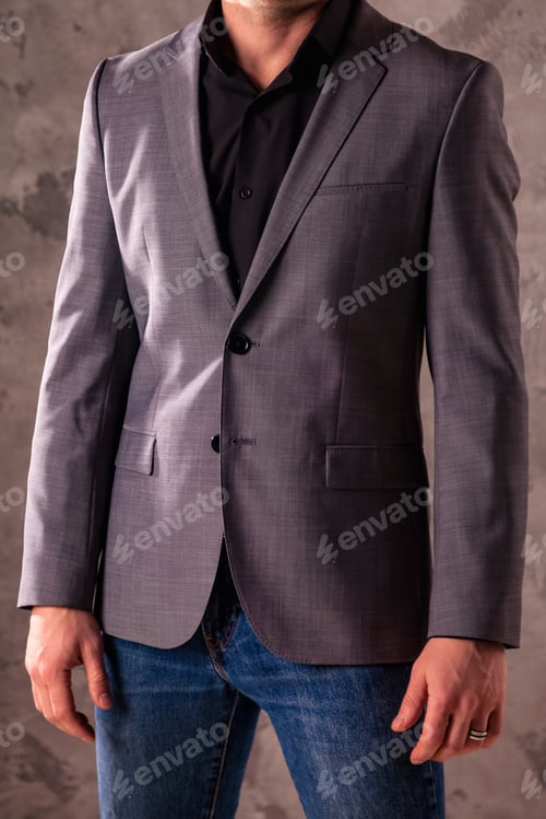 Preview: Clothes, man's style, elegant stylish man suit. Handsome young handsome businessman in casual jacket