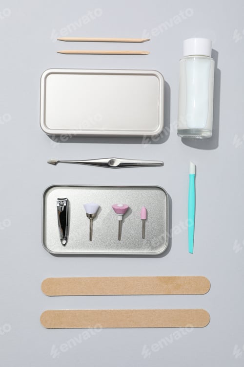 Preview: Concept of nail art, tools for pedicure and manicure