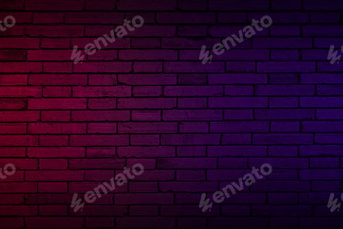 Preview: Lighting effect neon light on brick wall texture for party or club bar background decoration.