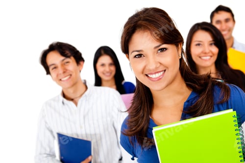 Preview: Happy Group Of Students Smiling - Isolated Over A White Background