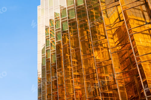 Preview: Office buildings windows. Glass architecture facade design with reflection