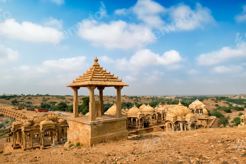 Preview: Bada Bagh cenotaphs Hindu tomb mausoleum . Jaisalmer, Rajasthan, India