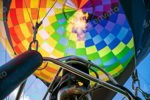 Preview: Hot air balloon flight hot air balloon in summer, fire from a burner