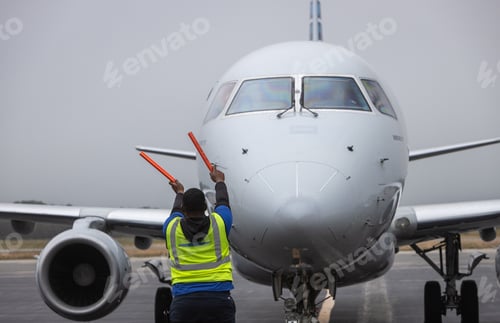 Preview: Closeup shot of a white airplane landed in the airport