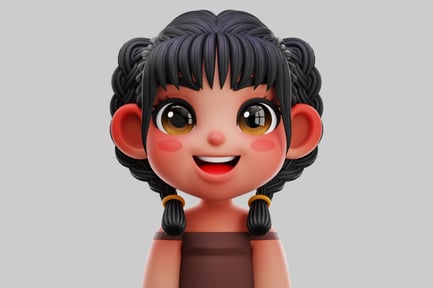 Preview: Smiling Chibi Korean Girl 3D Character