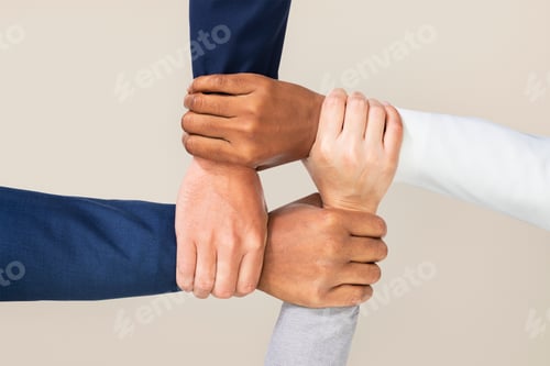 Preview: Diverse hands united business teamwork gesture