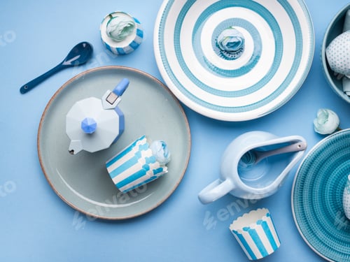 Preview: Blue pastel ceramic tableware crockery