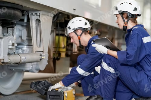 Preview: Specialist Railway Engineer checking the Condition of Trains Railway and Steel Rails
