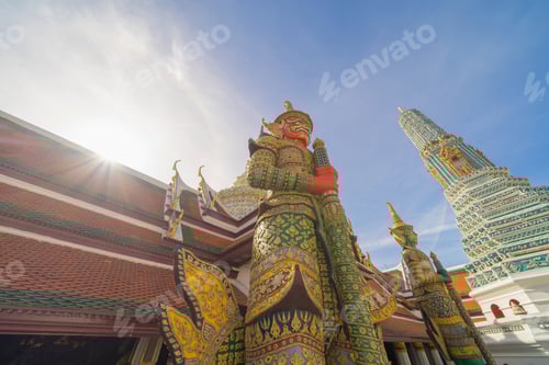 Preview: Golden pagoda at Temple of the Emerald Buddha in Bangkok, Thailand. Wat Phra Kaew and Grand palace