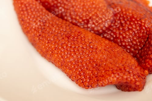 Preview: Red caviar and freshly gutted trout