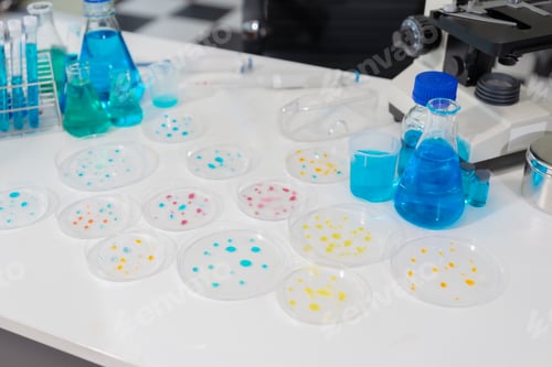 Preview: science lab test tubes, lab equipment.