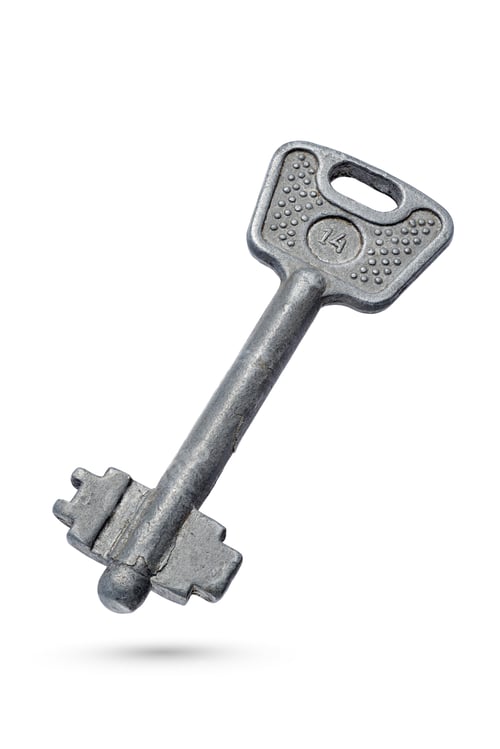 Preview: Old rusty key isolated on white background