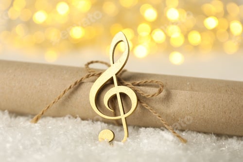 Preview: Musical, golden treble clef with a scroll.