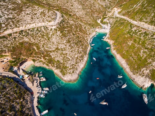 Preview: Aerial view of Porto Vromi beach in Zakynthos (Zante) island, i