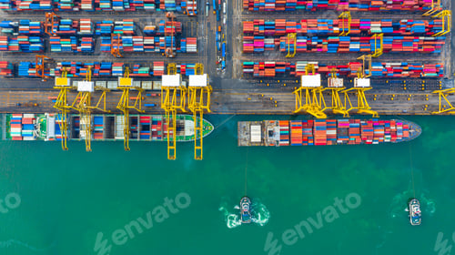 Preview: Container ship global business freight import export logistic transportation.